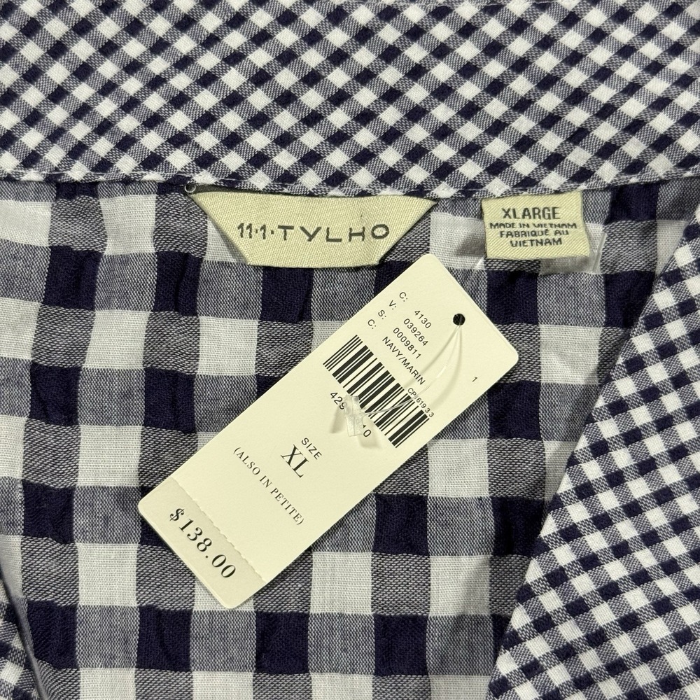 Anthropologie 11.1 TYLHO Women's Size XL Blue White Gingham Tunic‎ Dress - Picture 7 of 11